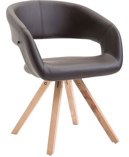 Clp Eetkamerstoel SUEZ, wachtkamerstoel, fauteuil, keukenstoel, bezoekersstoel, eikenhouten frame met kunstlederen bekeding - Bekleding kleur: bruin kleur onderstel : natura