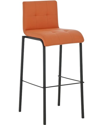 Clp moderne barkruk AVOLA, zithoogte: 78 cm, stapelbaar, met zwart frame en kunstlederen bekleding - oranje