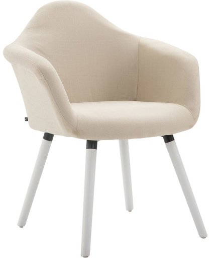 Clp Eetkamerstoel TITO, fauteuil met vierpotig frame, aangenaam gestoffeerd, beukenhouten frame, bekleding van stof, - crème kleur onderstel : wit