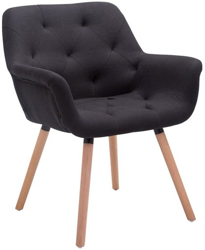 Clp Luxueuze bezoekersstoel CASSIDY club stoel, beklede eetkamerstoel met armleuning, belastbaar tot 150 kg - zwart houten onderstel kleur natura (eiken)