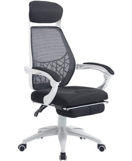 Clp Bureaustoel MARCEL, draaibare en in hoogte verstelbare bureaustoel, werkstoel met uitschuifbare voetensteun en armleuningen, verkrijgbaar in verschillende kleuren, met ademende gaasbekleding - wit,
