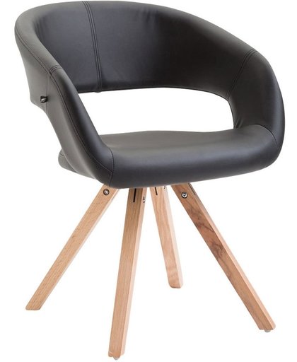 Clp Eetkamerstoel SUEZ, wachtkamerstoel, fauteuil, keukenstoel, bezoekersstoel, eikenhouten frame met kunstlederen bekeding - Bekleding kleur: zwart kleur onderstel : natura