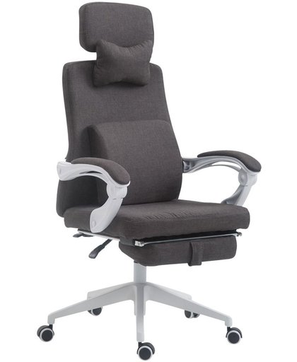 Clp Bureaustoel BYRON, directiestoel, managerstoel, kantoorstoel, met verstelbare voetensteun, rugleuning en hoofdsteun, ergonomische bureaustoel, met bekleding van stof - donkergrijs,