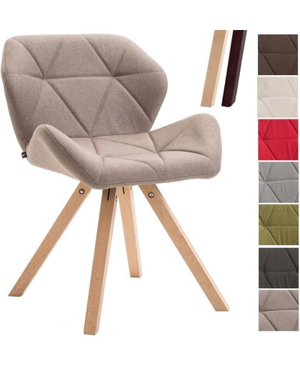 Clp Eetkamerstoel TYLER, design retro stoel, bezoekersstoel, wachtkamerstoel, beukenhouten frame (vierkant), bekleding van stof - rood, kleur onderstel : natura,
