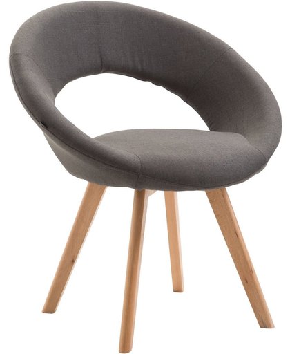 Clp Eetkamerstoel BECK, scandinavische stijl, bezoekersstoel met rugleuning, vierpotig houten frame, moderne stoel, bekleding van stof, - donkergrijs, kleur onderstel : natura