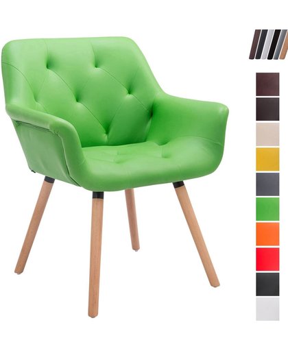 Clp Luxueuze bezoekersstoel CASSIDY club stoel, beklede eetkamerstoel met armleuning, belastbaar tot 150 kg - groen houten onderstel kleur natura (eiken)