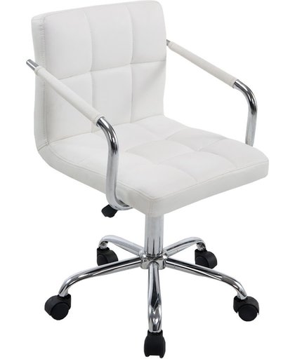 Clp Bureaustoel Lucy V2 - kantoorstoel met armleuning, ergonomisch, hoogwaardige stoffering, kunstleer - wit