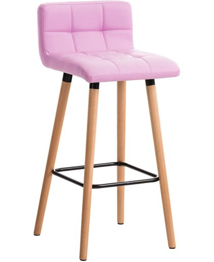Clp Barkruk LINCOLN met houten frame, barkruk met rugleuning en voetsteun,  zithoogte van 75 cm, verkrijgbaar in verschillende kleuren, bekleding van kunstleer, - roze,