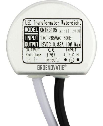 LED Transformator 12V, Max. 10 Watt, Waterdicht IP67