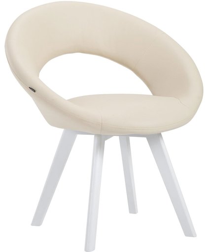 Clp Eetkamerstoel BECK, scandinavische stijl, bezoekersstoel met rugleuning,, vierpotig houten frame, moderne stoel, bekleding van kunstleer, - crème kleur onderstel : wit