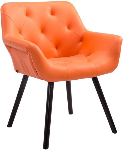 Clp Luxueuze bezoekersstoel CASSIDY club stoel, beklede eetkamerstoel met armleuning, belastbaar tot 150 kg - oranje houten onderstel kleur coffee