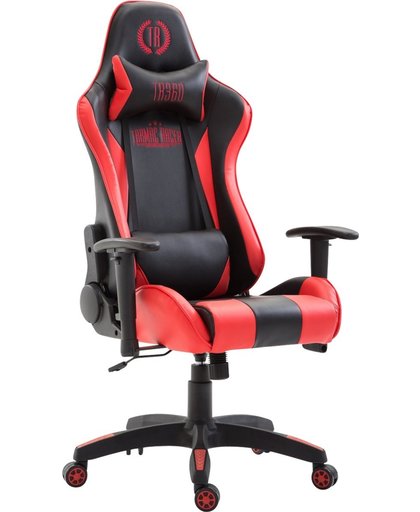 Clp Racing bureaustoel BOAVISTA , Gaming stoel, max. laadvermogen tot 136 kg, met / zonder voetensteun, directiestoel met kantelmechanisme, in hoogte verstelbaar,bekleding van kunstleer - zwart/rood, zonder voetsteun