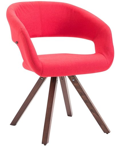 Clp Eetkamerstoel SUEZ, wachtkamerstoel, fauteuil, keukenstoel, bezoekersstoel, eikenhouten frame met stoffen bekeding - Bekleding kleur: rood kleur onderstel : walnoot