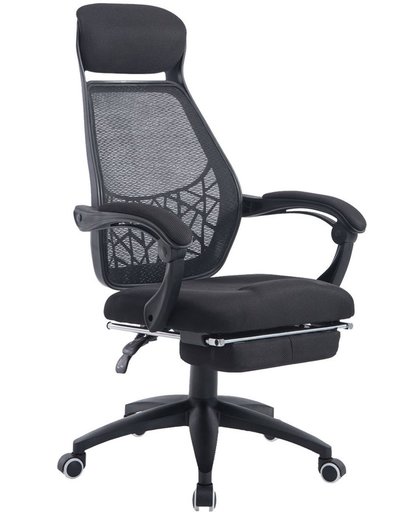 Clp Bureaustoel MARCEL, draaibare en in hoogte verstelbare bureaustoel, werkstoel met uitschuifbare voetensteun en armleuningen, verkrijgbaar in verschillende kleuren, met ademende gaasbekleding - zwart,