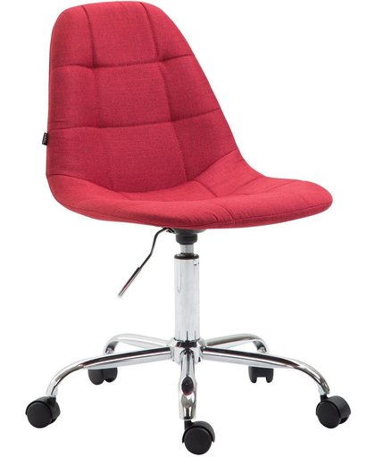 Clp Bureaustoel REIMS, bureaustoel met doorgestikte zitting, in hoogte verstelbare werkstoel, metalen frame in chromen look, draaistoel met zwenkwielen, met bekleding van stof - rood