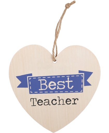 Best Teacher Heart Plaque Houten Bordje Meester Juf Leraar Leerkracht