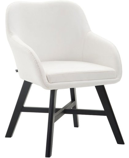 Clp Eetkamerstoel KEPLER, wachtkamerstoel met armleuningen, bezoekersstoel met beukenhouten frame, keukenstoel, bekleding van kunstleer - wit, kleur onderstel : zwart,