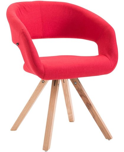 Clp Eetkamerstoel SUEZ, wachtkamerstoel, fauteuil, keukenstoel, bezoekersstoel, eikenhouten frame met stoffen bekeding - Bekleding kleur: rood kleur onderstel : natura