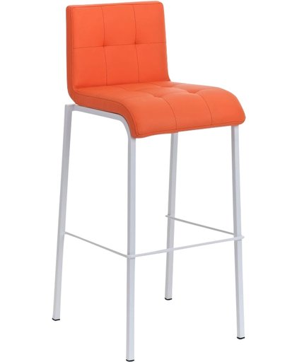 Clp moderne barkruk AVOLA, zithoogte: 78 cm, stapelbaar, met wit frame en kunstlederen bekleding - oranje
