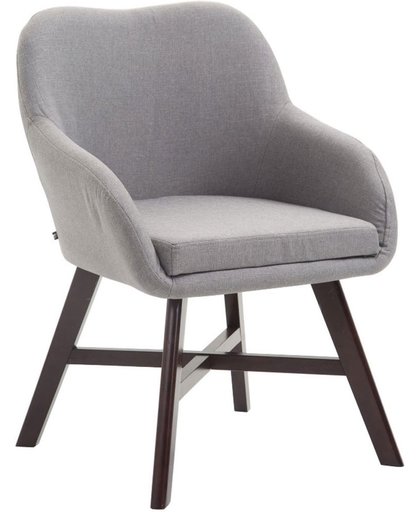 Clp Eetkamerstoel KEPLER, wachtkamerstoel met armleuningen, bezoekersstoel met beukenhouten frame, keukenstoel, bekleding van stof - grijs, kleur onderstel : walnoot,