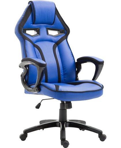 Clp Racing Gaming bureaustoel CHICANE, directiestoel, gaming chair, sport seat, ergonomisch, met kantelmechanisme, met hoogwaardige bekleding van kunstleer - blauw,