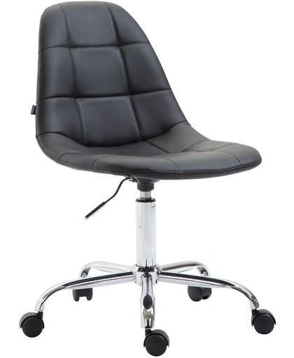 Clp Bureaustoel REIMS, bureaustoel met doorgestikte zitting, in hoogte verstelbare werkstoel, metalen frame in chromen look, draaistoel met zwenkwielen, met bekleding van kunstleer - zwart