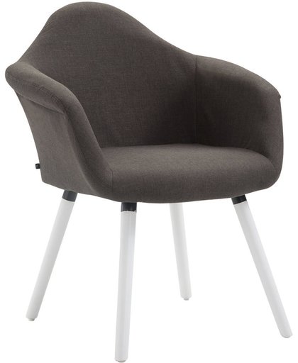 Clp Eetkamerstoel TITO, fauteuil met vierpotig frame, aangenaam gestoffeerd, beukenhouten frame, bekleding van stof, - donkergrijs, kleur onderstel : wit