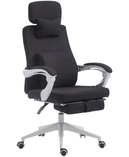 Clp Bureaustoel BYRON, directiestoel, managerstoel, kantoorstoel, met verstelbare voetensteun, rugleuning en hoofdsteun, ergonomische bureaustoel, met bekleding van stof - zwart