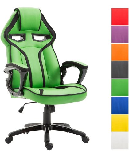 Clp Racing Gaming bureaustoel CHICANE, directiestoel, gaming chair, sport seat, ergonomisch, met kantelmechanisme, met hoogwaardige bekleding van kunstleer - groen