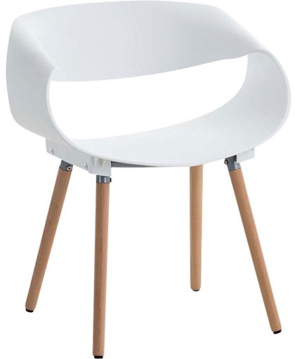 Clp Design retro stoel TUVA, woonkamerstoel, eetkamerstoel, wachtkamerstoel, vergaderstoel, bezoekersstoel, objectstoel, vergaderstoel, draagvermogen: 150 kg, houten frame en zitting van kunststof - wit
