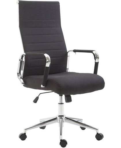 Clp Bureaustoel COLUMBUS, directiestoel met hoge rugleuning, ergonomische bureaustoel, traploos in hoogte verstelbaar, bekleding van stof - zwart