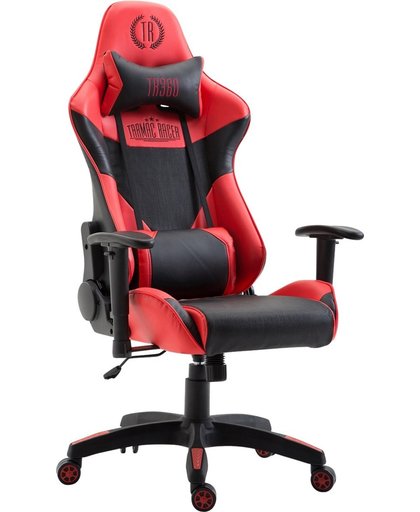 Clp Racing bureaustoel MONSANO, max. laadvermogen tot 136 kg, gamingstoel, bureaustoel, leverbaar met / zonder voetsteun, kantelmechanisme, bekleding van kuntsleer - zwart/rood, zonder voetsteun