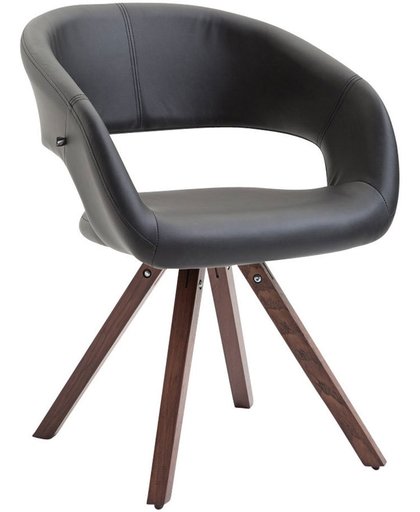 Clp Eetkamerstoel SUEZ, wachtkamerstoel, fauteuil, keukenstoel, bezoekersstoel, eikenhouten frame met kunstlederen bekeding - Bekleding kleur: zwart kleur onderstel : walnoot