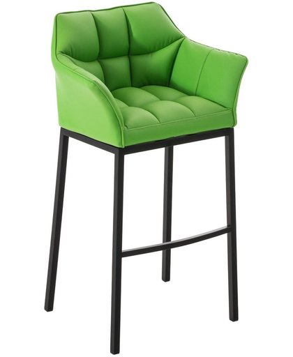Clp Barkruk DAMASO met rugleuning, ergonomische voetsteun, zithoogte van 83 cm, verkrijgbaar in verschillende kleuren, mat zwart frame, bekleding van kunstleer - groen