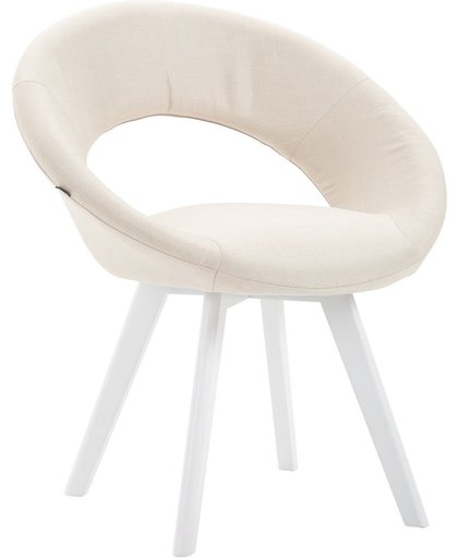 Clp Eetkamerstoel BECK, scandinavische stijl, bezoekersstoel met rugleuning, vierpotig houten frame, moderne stoel, bekleding van stof, - crème kleur onderstel : wit