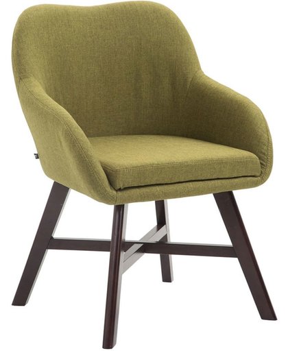 Clp Eetkamerstoel KEPLER, wachtkamerstoel met armleuningen, bezoekersstoel met beukenhouten frame, keukenstoel, bekleding van stof - groen, kleur onderstel : walnoot,
