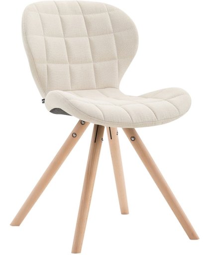 Clp Design retro stoel ALYSSA, bezoekersstoel, woonkamerstoel, eetkamerstoel, objectstoel, vergaderstoel, rond beukenhouten frame, bekleding van stof - creme, kleur onderstel : natura,