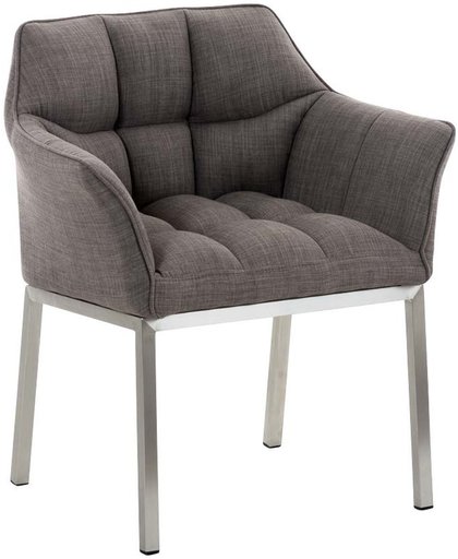 Clp Lounge stoel OCTAVIA - gepolsterde stoel met armsteun, stof - grijs, onderstel : edelstaal