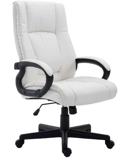 Clp Bureaustoel XL SPARTA, executive stoel met kantelmechanisme en wielen, draaifauteuil met armleuningen, verkrijgbaar in verschillende kleuren, bekleding van kunstleer - wit