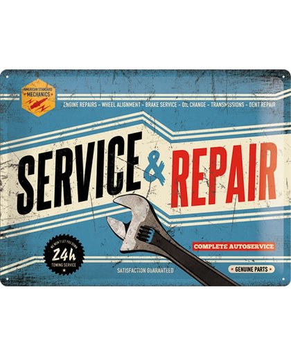 Service & Repair Metalen wandbord 30 x 40 cm - 3D