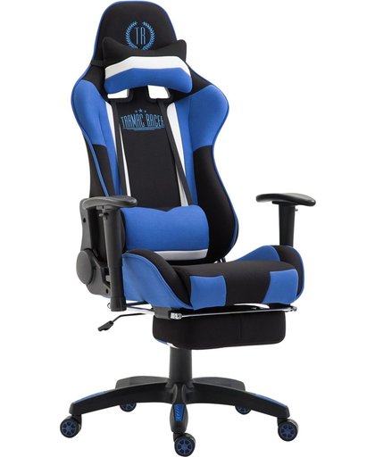 Clp Bureaustoel JEREZ, gaming chair met en zonder voetensteun leverbaar, bureaustoel, directiestoel, met kantelmechanisme,  belastbaar tot 136 kg, Bekleding van Stof - zwart/blauw, met voetsteun