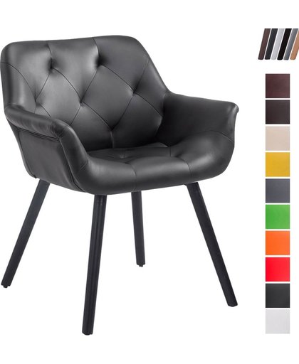 Clp Luxueuze bezoekersstoel CASSIDY club stoel, beklede eetkamerstoel met armleuning, belastbaar tot 150 kg - zwart kleur onderstel : zwart