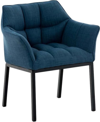 Clp Lounge stoel OCTAVIA - gepolsterde stoel met armsteun, stof - blauw, onderstel : matzwart metaal