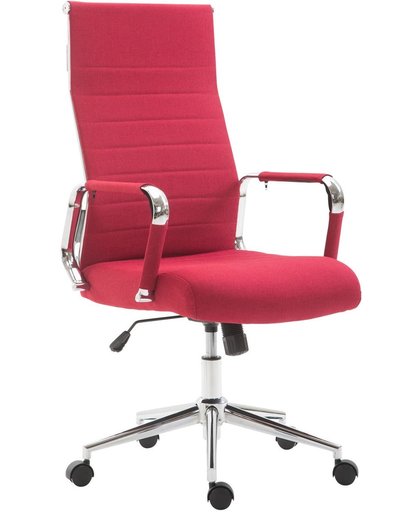 Clp Bureaustoel COLUMBUS, directiestoel met hoge rugleuning, ergonomische bureaustoel, traploos in hoogte verstelbaar, bekleding van stof - rood