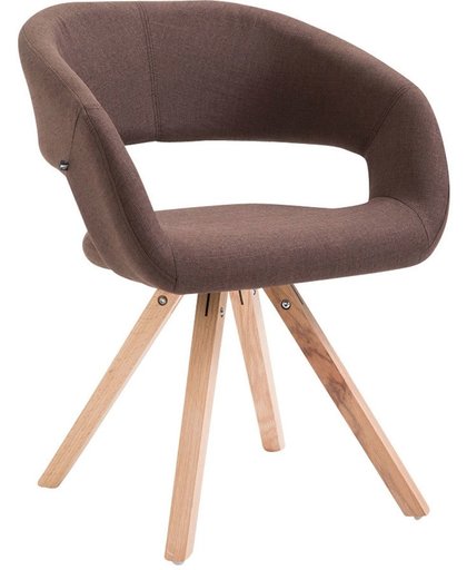 Clp Eetkamerstoel SUEZ, wachtkamerstoel, fauteuil, keukenstoel, bezoekersstoel, eikenhouten frame met stoffen bekeding - Bekleding kleur: bruin kleur onderstel : natura
