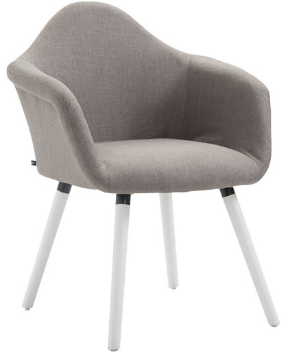 Clp Eetkamerstoel TITO, fauteuil met vierpotig frame, aangenaam gestoffeerd, beukenhouten frame, bekleding van stof, - grijs kleur onderstel : wit