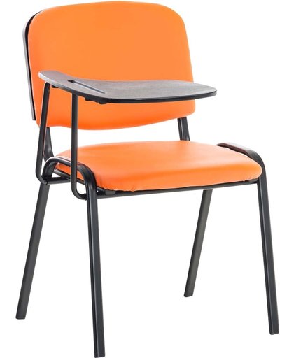 Clp Bezoekersstoel KEN met klaptafel, robuuste vergaderstoel, verkrijgbaar in verschillende kleuren, bekleding van kunstleer, - oranje,
