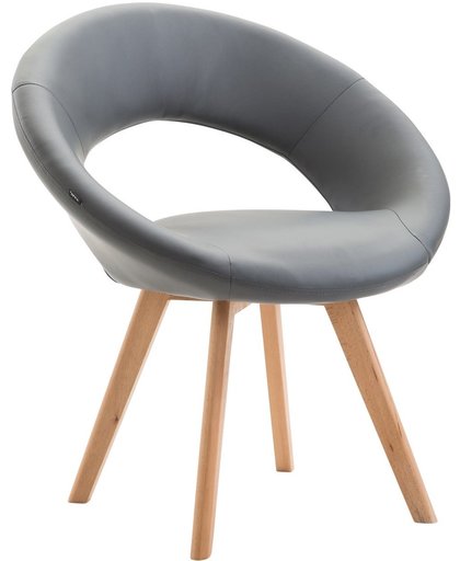 Clp Eetkamerstoel BECK, scandinavische stijl, bezoekersstoel met rugleuning,, vierpotig houten frame, moderne stoel, bekleding van kunstleer, - grijs kleur onderstel : natura