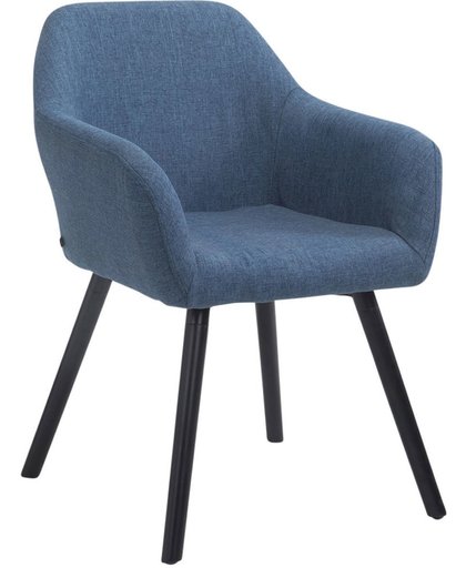 Clp Bezoekersstoel ACHAT V2 met armleuning, maximaal laadvermogen 150 kg, houten frame, met vloerbeschermers, zitoppervlak van stof - blauw kleur onderstel : zwart