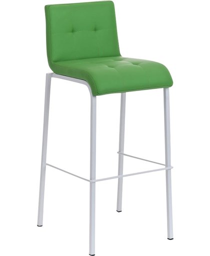 Clp moderne barkruk AVOLA, zithoogte: 78 cm, stapelbaar, met wit frame en kunstlederen bekleding - groen